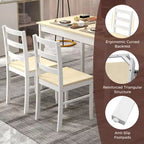 Costway 5-Piece Dining Set Solid Wood Kitchen Furniture with