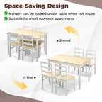 Costway 5-Piece Dining Set Solid Wood Kitchen Furniture with