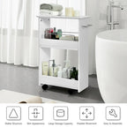 Gymax Slim Rolling Storage Cart 3-Tier Bathroom Cabinet Mobile - See Details