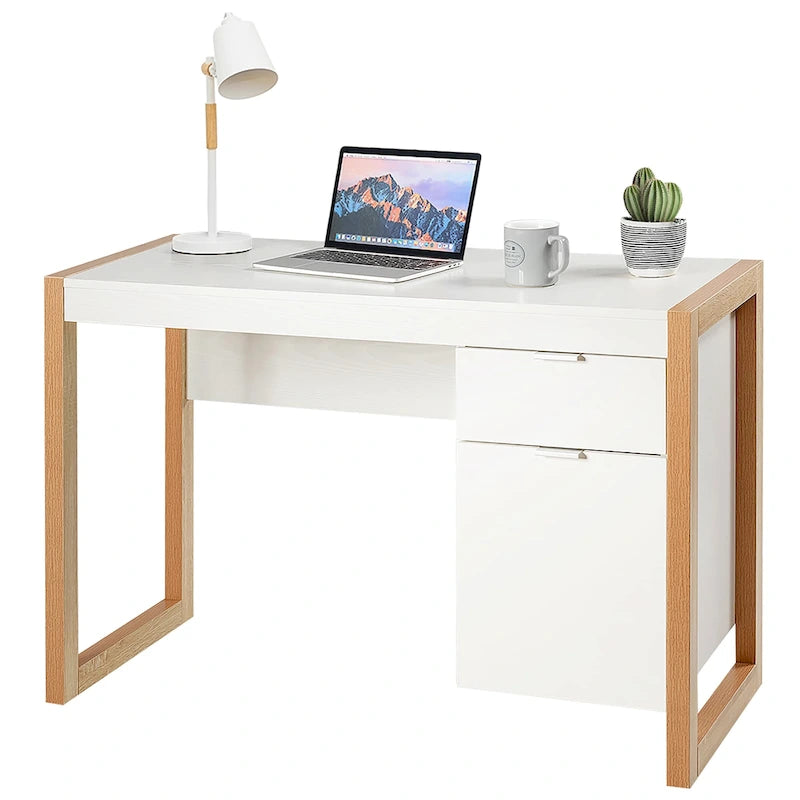 Costway Computer Desk with Storage Cabinet Pull-out Drawer Stable