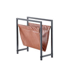 Mertens Freestanding Matte Metal Frame Leatharette Sling Magazine Holder