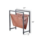 Mertens Freestanding Matte Metal Frame Leatharette Sling Magazine Holder
