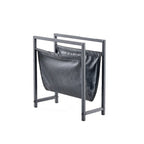Mertens Freestanding Matte Metal Frame Leatharette Sling Magazine Holder