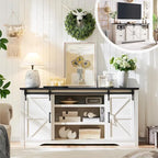 32 Tall Farmhouse TV Stand for 80 TV, Wood Entertainment Center