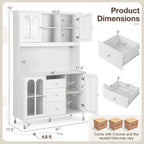 Gymax 73 Tall Kitchen Pantry Storage Cabinet w/ LED Lights and Power