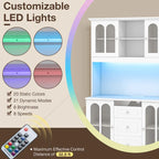 Gymax 73 Tall Kitchen Pantry Storage Cabinet w/ LED Lights and Power