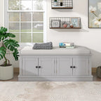 Hallway Storage Bench with 4 Doors & Adjustable Shelves, 42.7 Entryway Shoe Rack with Removable Cushion for Living Room