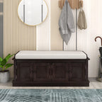 Hallway Storage Bench with 4 Doors & Adjustable Shelves, 42.7 Entryway Shoe Rack with Removable Cushion for Living Room