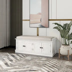 Hallway Storage Bench with 4 Doors & Adjustable Shelves, 42.7 Entryway Shoe Rack with Removable Cushion for Living Room