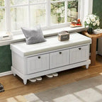 Shoe Bench with Lift Top Cushion Seat & Hidden Space, Entryway Shoe Storage Bench with 3 Drawers, Bedroom End of Bed Bench