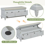 Shoe Bench with Lift Top Cushion Seat & Hidden Space, Entryway Shoe Storage Bench with 3 Drawers, Bedroom End of Bed Bench