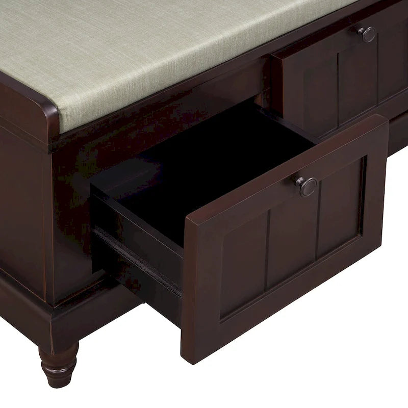 Shoe Bench with Lift Top Cushion Seat & Hidden Space, Entryway Shoe Storage Bench with 3 Drawers, Bedroom End of Bed Bench