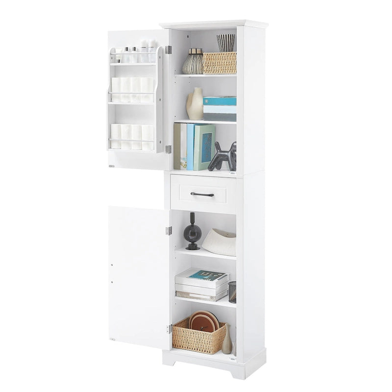 Freestanding Bathroom Cabinet with 2 Doors, Adjustable Shelves & Door Storage ,Tall Bathroom Organizer