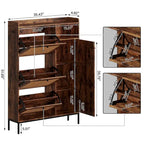 Rattan Shoe Cabinet with 3 Flip Drawers and 4-Tier