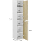 75.4 Inches Wood Storage Cabinet with 2 Doors and 6 Shelves