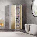 75.4 Inches Wood Storage Cabinet with 2 Doors and 6 Shelves