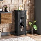 Costway Bathroom Floor Cabinet with Single Glass Door Drawer & - See Details
