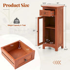 Costway Bathroom Floor Cabinet with Single Glass Door Drawer & - See Details