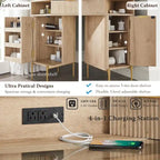 Modern Fluted Makeup Vanity Desk with 3 Way Mirror&Light, Vanity Table