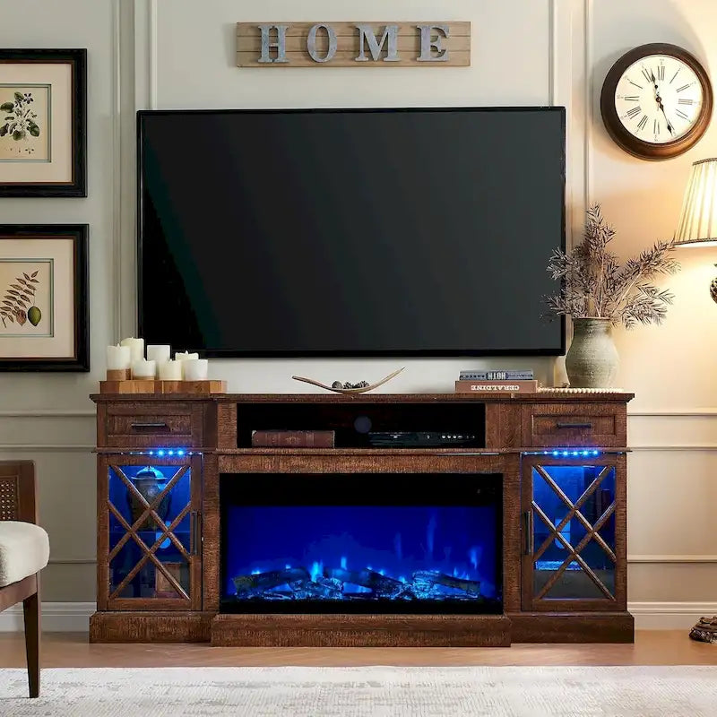 Fireplace TV Stand for 80 Inch TV, Entertainment Center,Media Console