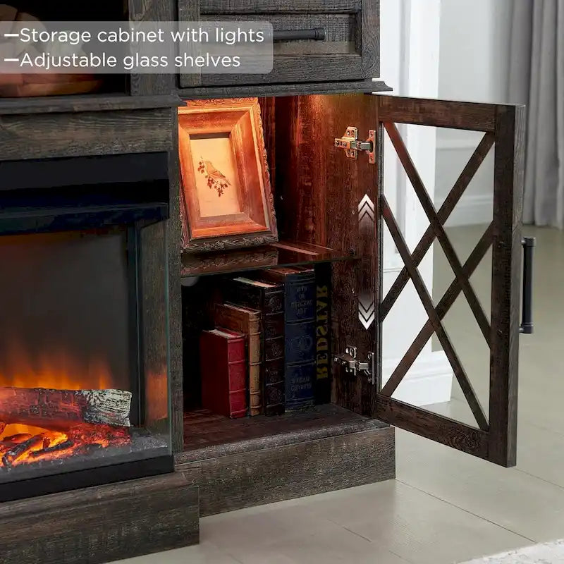 Fireplace TV Stand for 80 Inch TV, Entertainment Center,Media Console