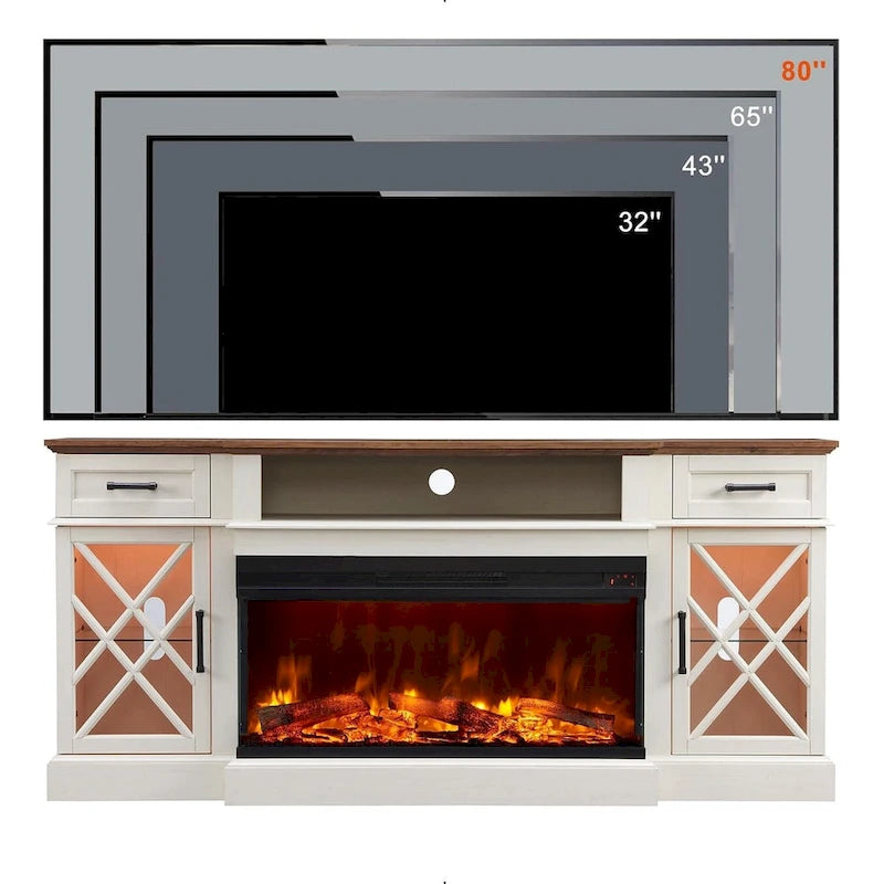 Fireplace TV Stand for 80 Inch TV, Entertainment Center,Media Console