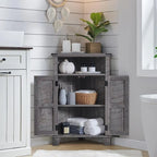 Farmhouse Corner Bathroom Cabinet, Small Corner Cabinet with Barn Door - N/A