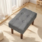 2 Pcs Small Foot Stool Ottoman, Linen Ottoman Foot Rest with Legs, Rectangle Upholstered Footrest