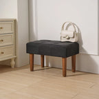 2 Pcs Small Foot Stool Ottoman, Linen Ottoman Foot Rest with Legs, Rectangle Upholstered Footrest