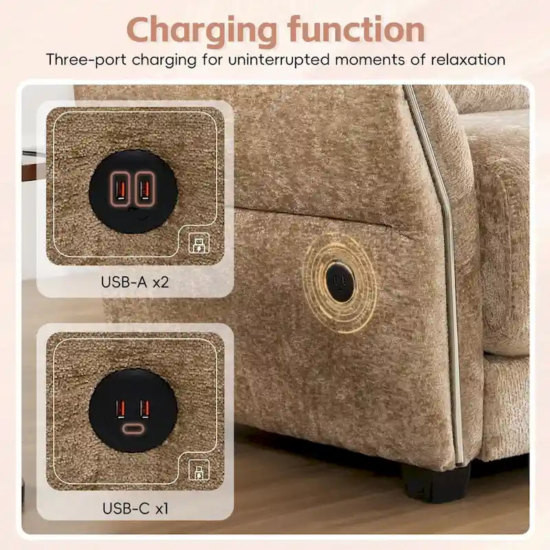 110 Modular Sectional Sofa, L-Shape Sofa with USB and Type-C Charger