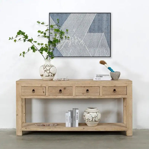 70 Long Capri 4 drawers Sideboard Weathered Natural Pinewood Solid Top
