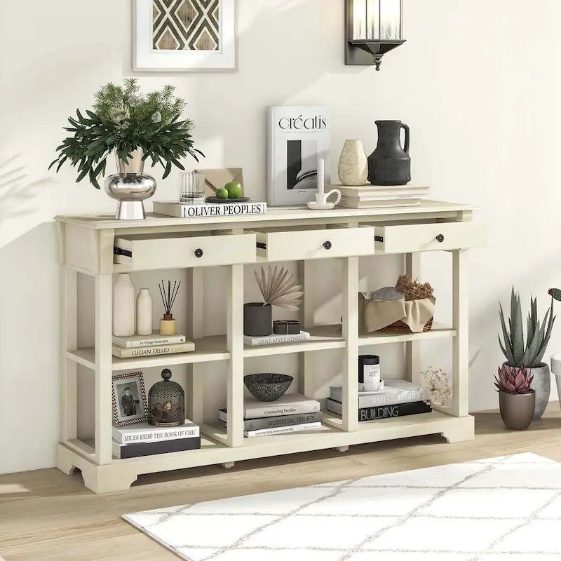 Costway 58 Long Sofa Table with Storage Retro Console Table with 3 - See Details
