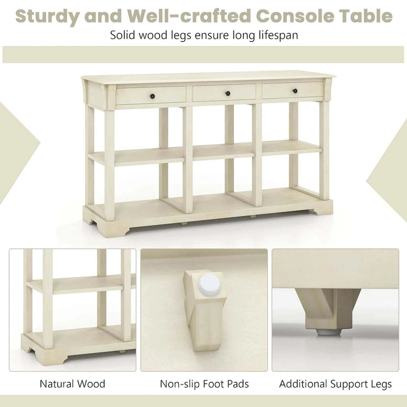 Costway 58 Long Sofa Table with Storage Retro Console Table with 3 - See Details