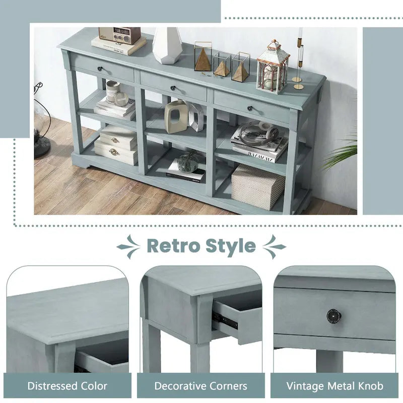 Costway 58 Long Sofa Table with Storage Retro Console Table with 3 - See Details