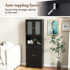 Costway 64.5 Tall Bathroom Cabinet with Tempered Glass Doors - See Details