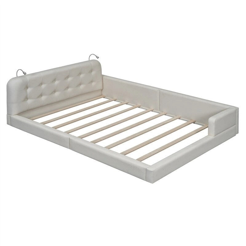 Upholstered Platform Bed with 2 Bulit-in Reading Lights