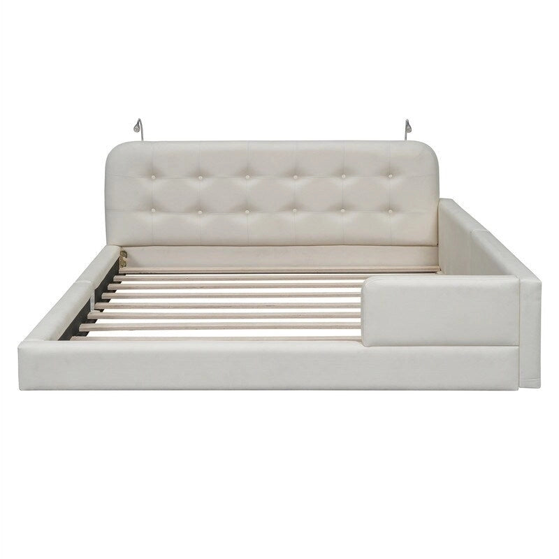 Upholstered Platform Bed with 2 Bulit-in Reading Lights