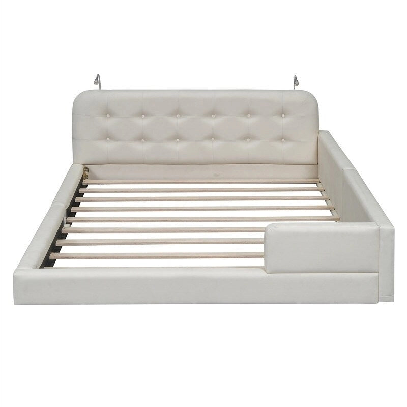 Upholstered Platform Bed with 2 Bulit-in Reading Lights