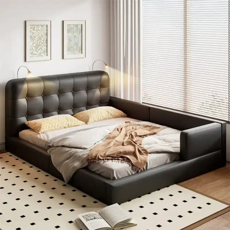 Upholstered Platform Bed with 2 Bulit-in Reading Lights