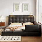 Upholstered Platform Bed with 2 Bulit-in Reading Lights