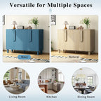 4-Door Buffet Cabinet with Storage, Wood Sideboard Cabinet with Unique Arc Handles and Adjustable Shelves for Dining Room
