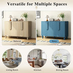 4-Door Buffet Cabinet with Storage, Wood Sideboard Cabinet with Unique Arc Handles and Adjustable Shelves for Dining Room