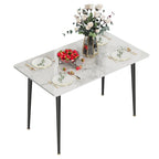 Modern Dining Table with Metal Frame Sintered Stone Top Kitchen Table