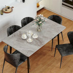 Modern Dining Table with Metal Frame Sintered Stone Top Kitchen Table