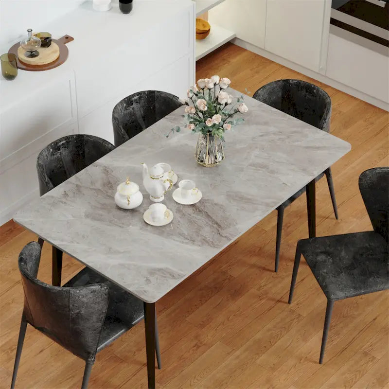 Modern Dining Table with Metal Frame Sintered Stone Top Kitchen Table