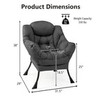 Gymax Lazy Sofa Chair Accent Leisure Armchair with Folding Footrest &