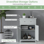 Gymax Bathroom Floor Cabinet Wooden Storage Organizer with Drawer &