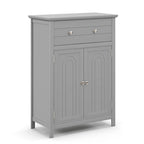 Gymax Bathroom Floor Cabinet Wooden Storage Organizer with Drawer &