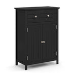 Gymax Bathroom Floor Cabinet Wooden Storage Organizer with Drawer &