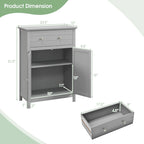 Gymax Bathroom Floor Cabinet Wooden Storage Organizer with Drawer &